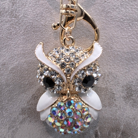 Boutique Crystal Owl Bag Charm and/or Keychain - New - Picture 3 of 5